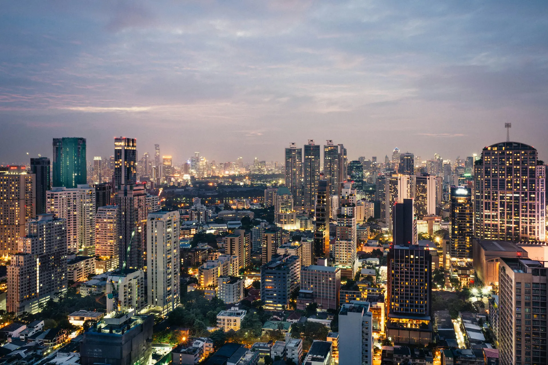 Bangkok skyline, banking and financial services for expats in Thailand