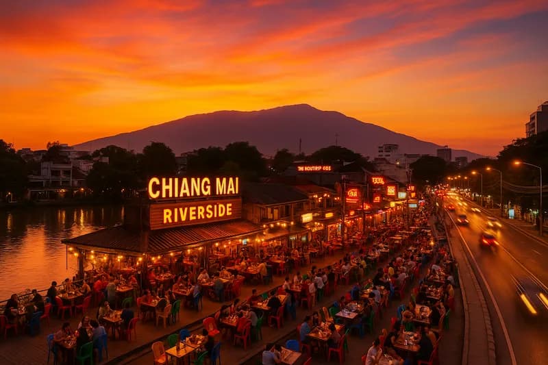 Green rice fields Chiang Mai under clear sky: the calm and beauty of life here